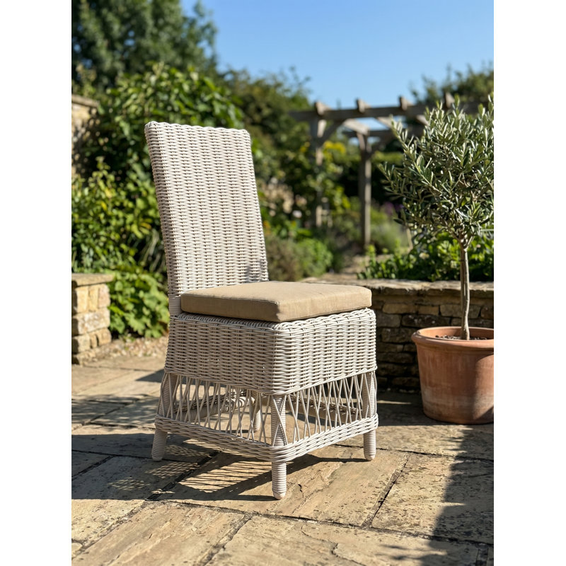 Destin Pebble Outdoor Patio Dining Chairs - Canvas Beige, Canvas Beige, White