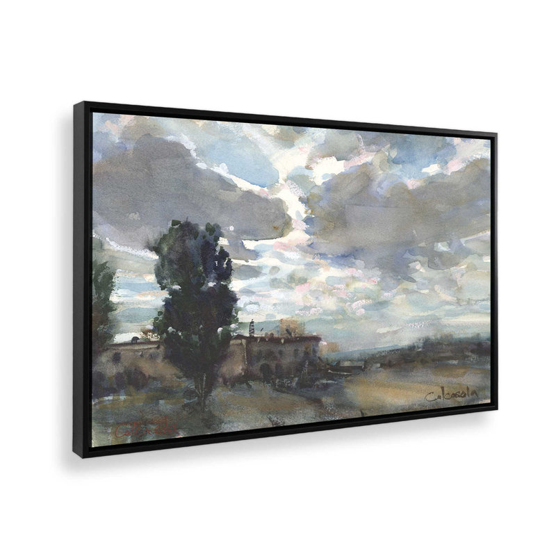 Storm Clouds by Stephen Calcasola Canvas Art Print, 30" H x 40" W, Floater Framed Print without Mat Canvas, Black