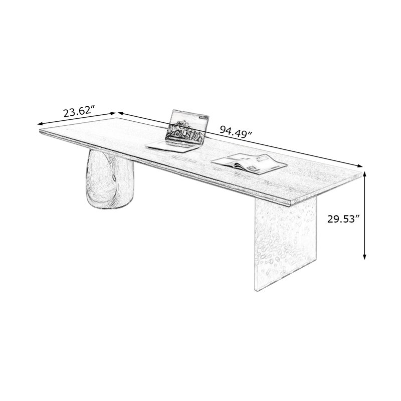 Black Rectangular Solid Wood desks, 29.53" H x 94.49" W x 23.62" D