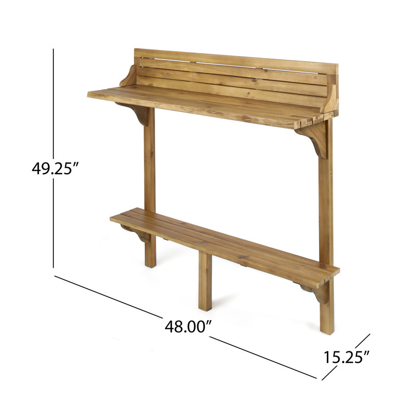 Table de balcon en bois massif Bushnell, Teinte naturelle