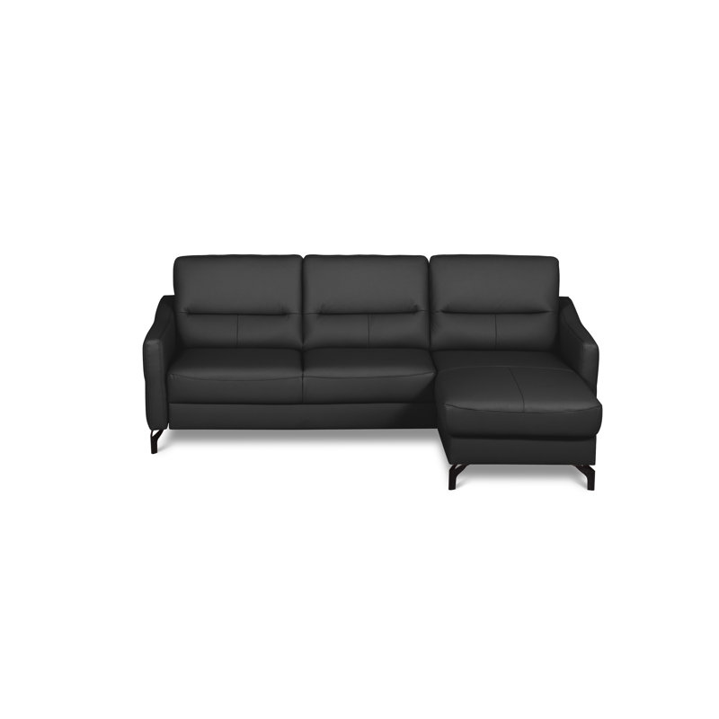 Falkirk Leather Corner Sofabed, Right Hand Facing, Black