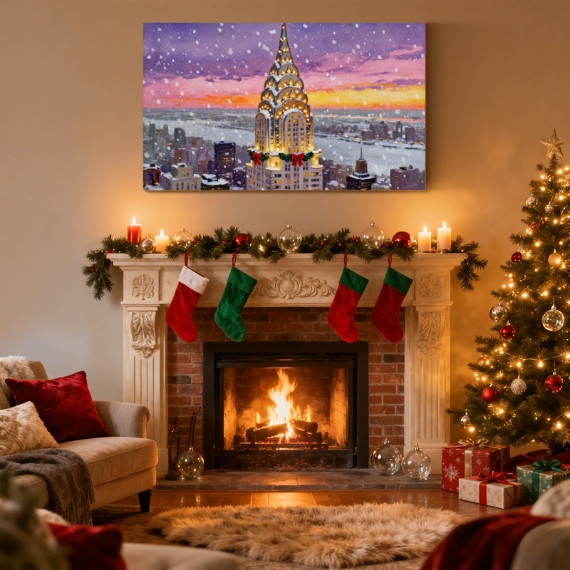 Ensemble de 3 impressions sur toile, décorations de Noël, paysage de Noël enneigé, H 20 po x l 30 po