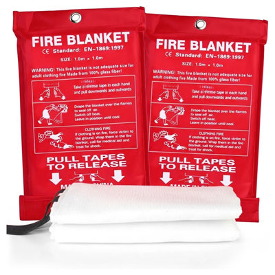 Najam 2-Pack 40" X 40" Emergency Blankets – Fiberglass Fire Suppression Safety Covers For Home, Kitchen, Car & Office, Red