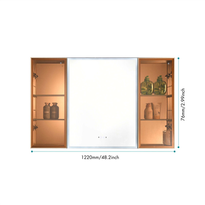 Metal Flat Wall Mirror with Shelves