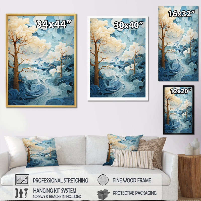 «Jaidalyn Clouds Whispers of Clouds I», reproduction sur toile, Cadre flottant blanc, H 32 po x l 16 po x P 1 po