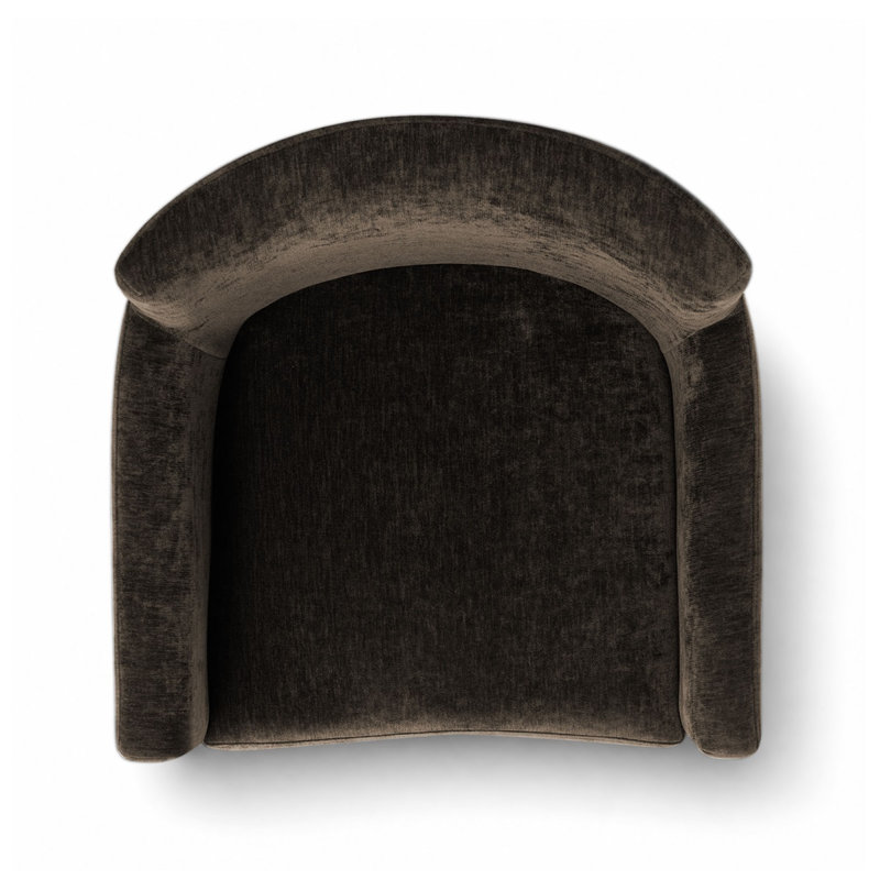 Fauteuil de salle à manger classique entièrement rembourré en chenille avec roulettes dissimulées, Brun