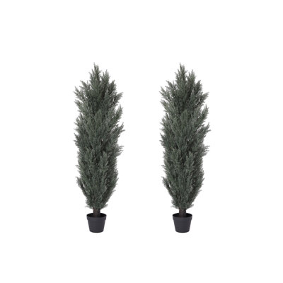 6ft Realistic Detachable Artificial Pine & Cypress Trees - Easy Assembly Indoor/outdoor Faux Greenery Decor, Weather-resistant Plastic Plants For Home/patio, 2pcs Set
