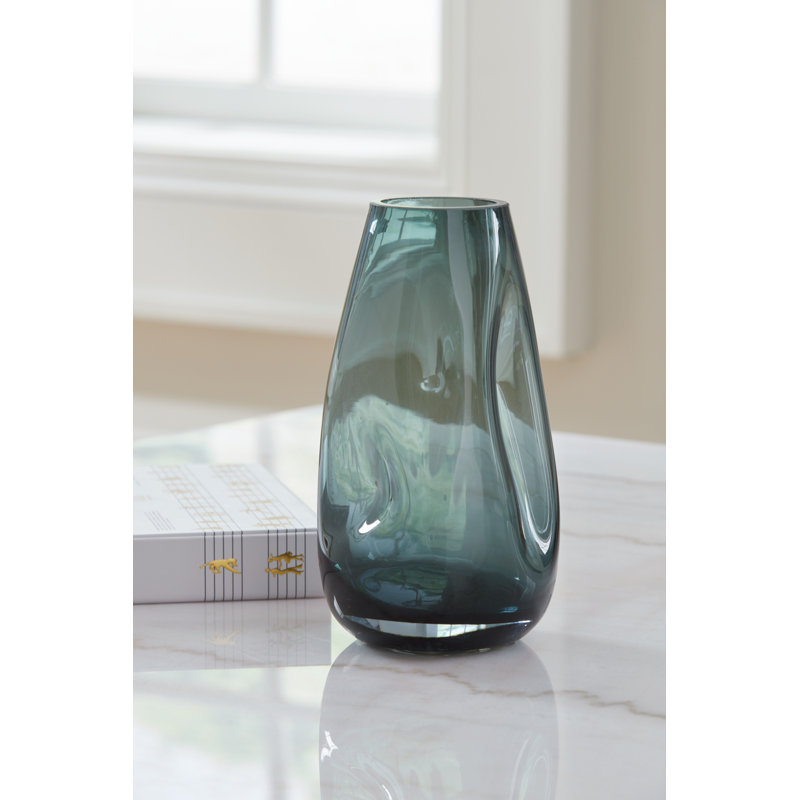 Teal Glass Decorative Table Vase