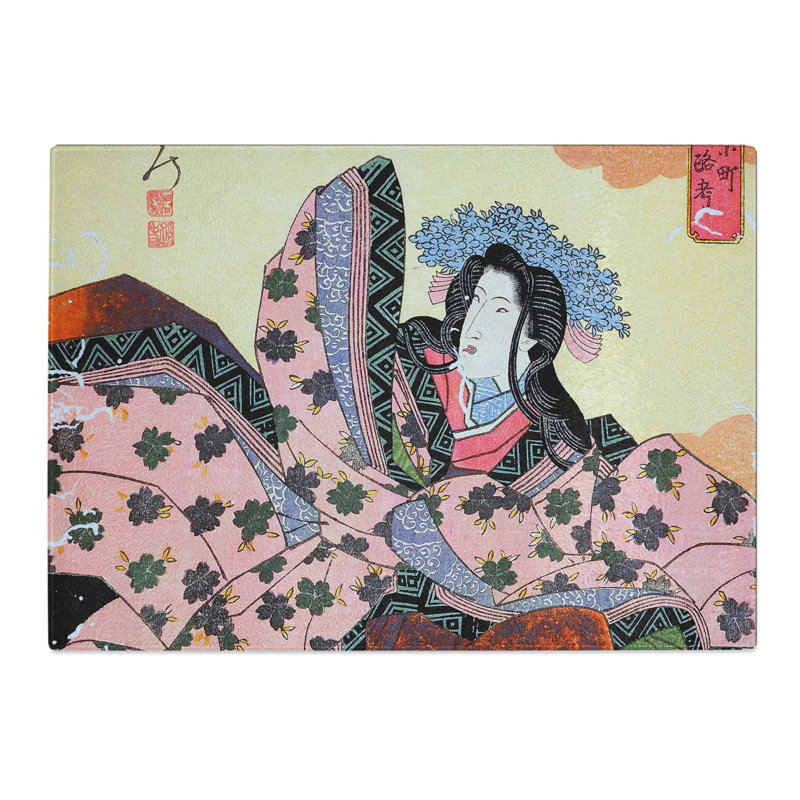 Tempered Glass Woman Dressed by Utagawa Toyokuni Chopping Board, 28.5 cm x 20 cm
