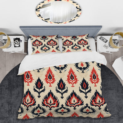 Ensemble de housse de couette Red Ikat Nomadic Tribe Blend Fuse - Ikat