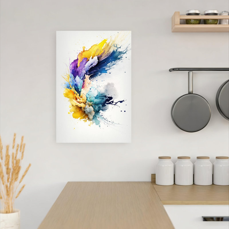 Vibrant Color Splash Abstract Contemporary Modern Wall Art Print by Mauro - Wrapped Canvas Print, 45.72cm H x 30.48cm W