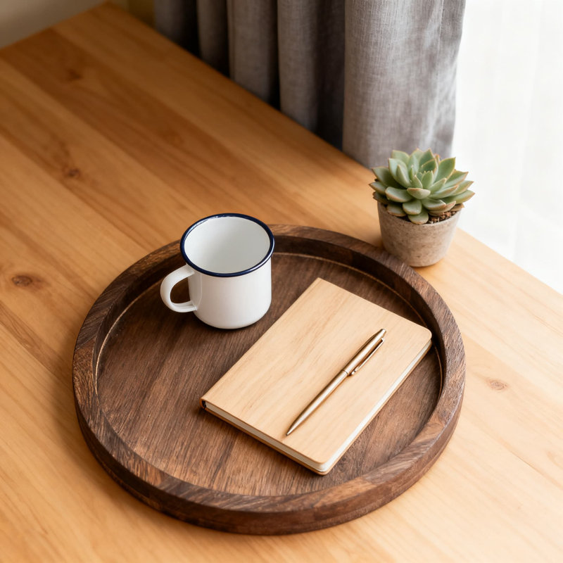 Rustic Round Wood Candle Tray, Hand-Crafted Distressed Wooden Candle Holder For Farmhouse Centerpiece Decor, Pillar And Tea Light Display For Living Room, Kitchen, Bathroom