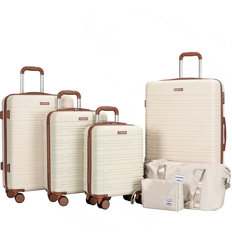 Ensemble de 6 valises, valise rigide de voyage en ABS avec serrure TSA