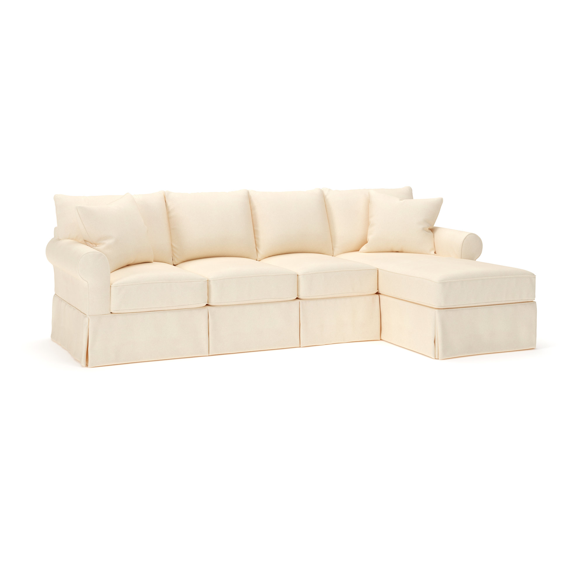 Amari Slipcovered Sectional with Sleeper Sofa, Bayou Natural Canvas, Right Hand Facing