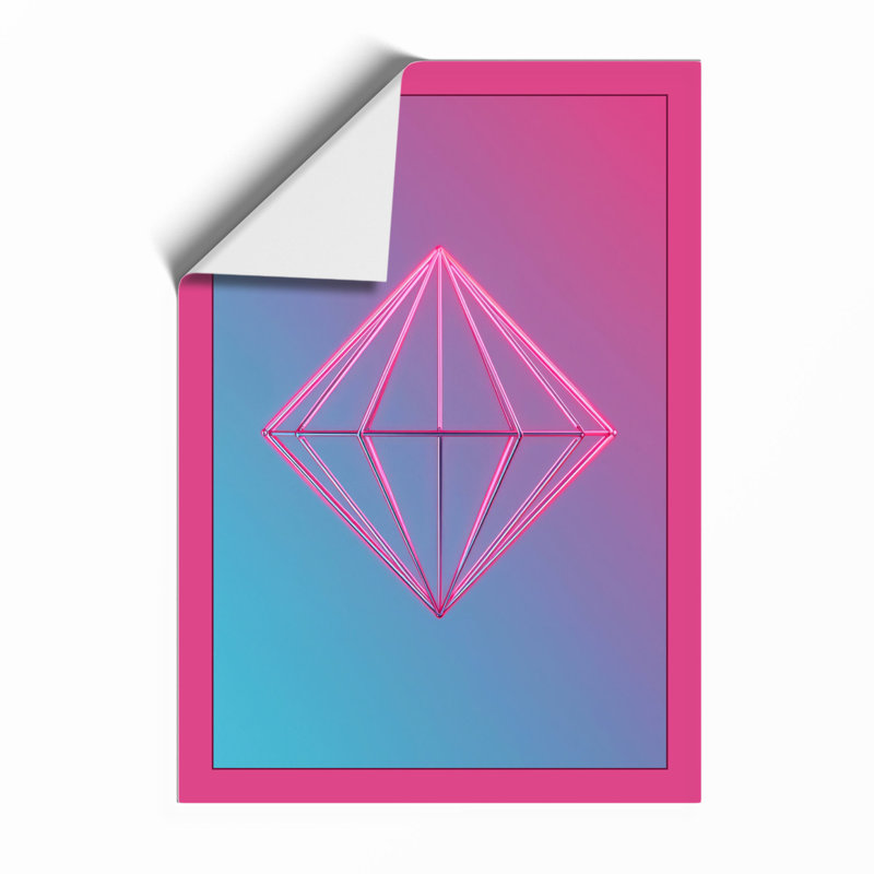 Neon Diamond Geometric - Framed Print, Unframed, A3 - 42.0 x 29.7 cm