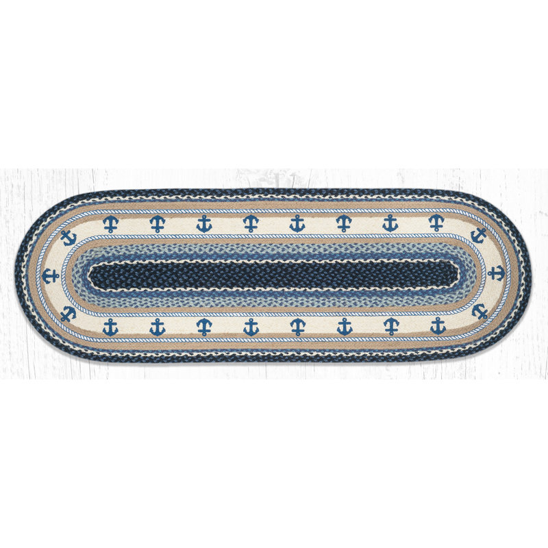 Tapis d'escalier ovale en jute, 2 pi x 6 pi