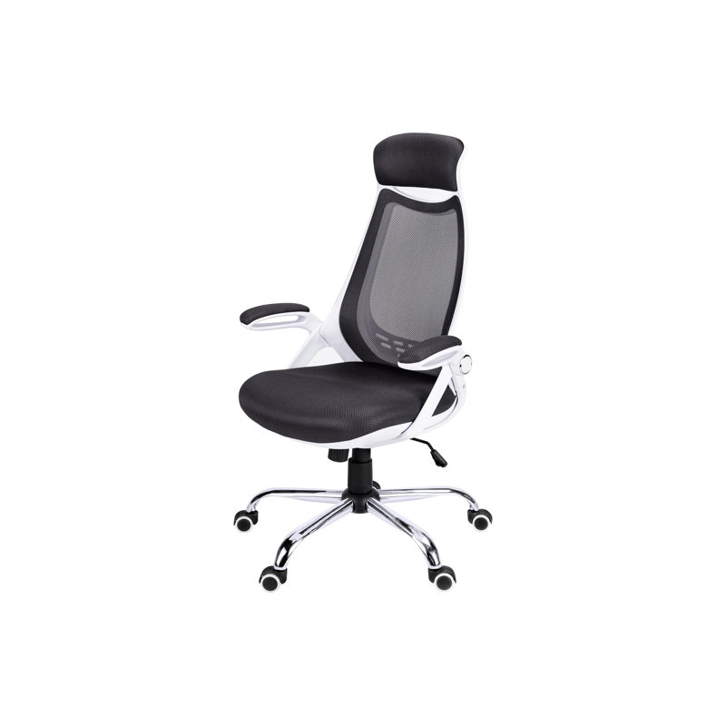 Contemporary Swivel Office Chair With Adjustable , Grey Mesh, Metal Base, Comfortable Back Support Ergonomic Extra Padding, Height,