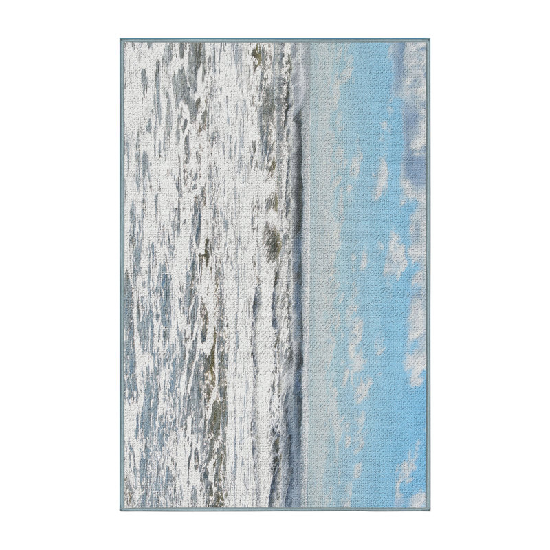Tapis bleu Ocean Waves, Rectangle 2 pi x 5 pi