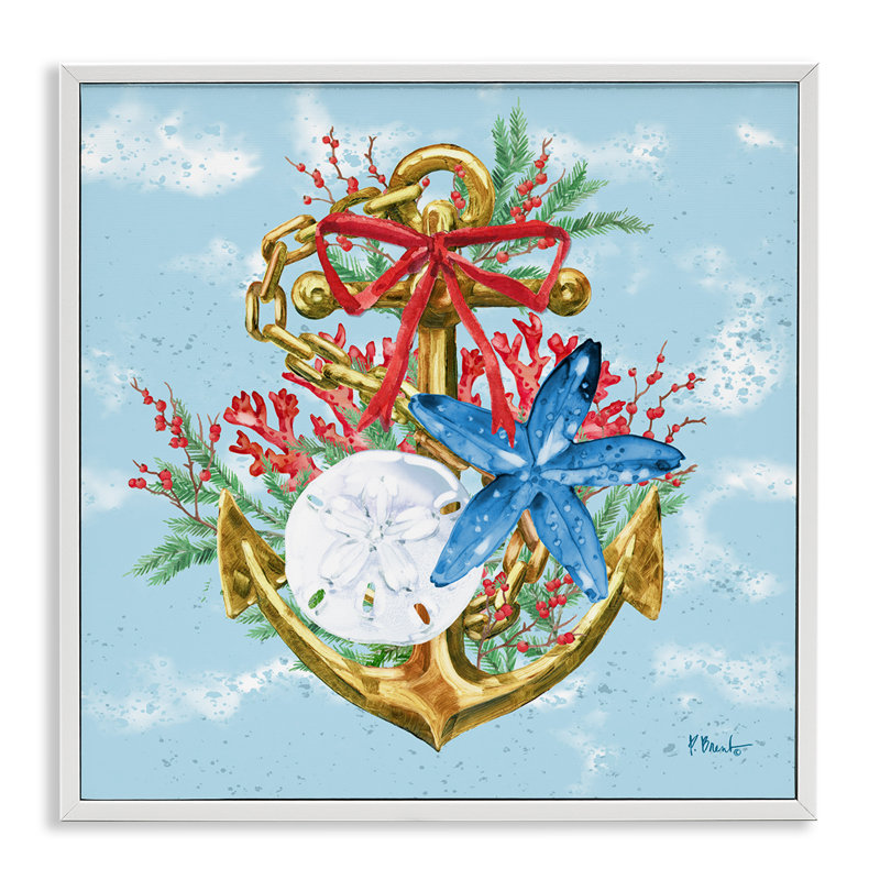  Holiday Submerged Anchor Grey Framed Giclee Art by Paul Brent, H 24 po x l 24 po