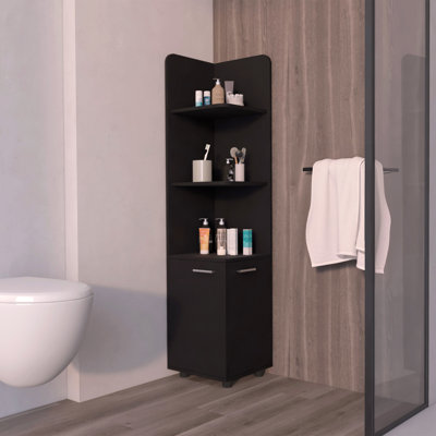 Armoire noire à 2 portes avec 3 tablettes d'angle