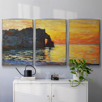 " Etretat, Cliff Of Aval, Sunset, 1885 " 3 - Pieces