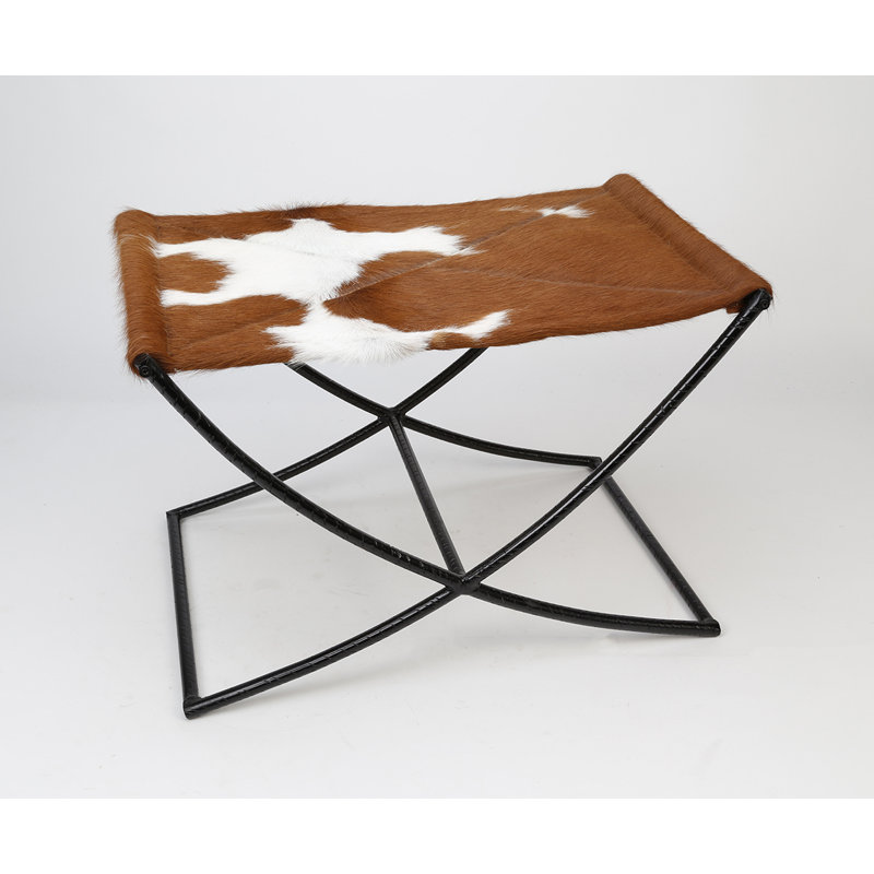 Tabouret en métal Hermilda, Brun / blanc