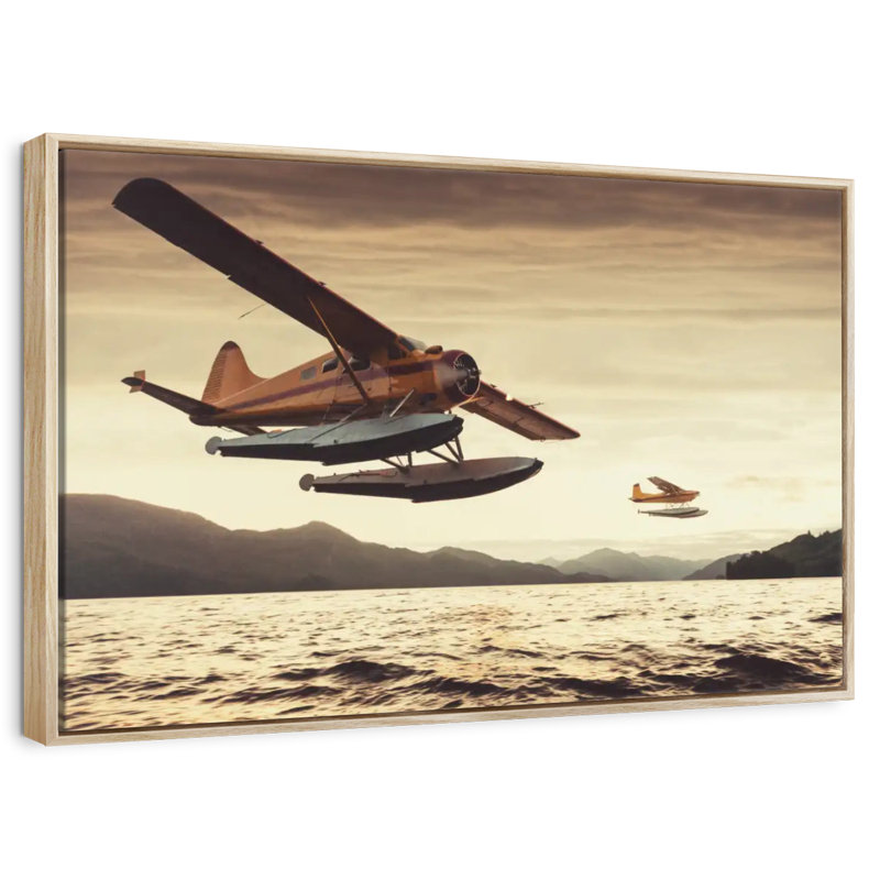 Float Planes, Floating Frame Natural Wood, 40" X 27"