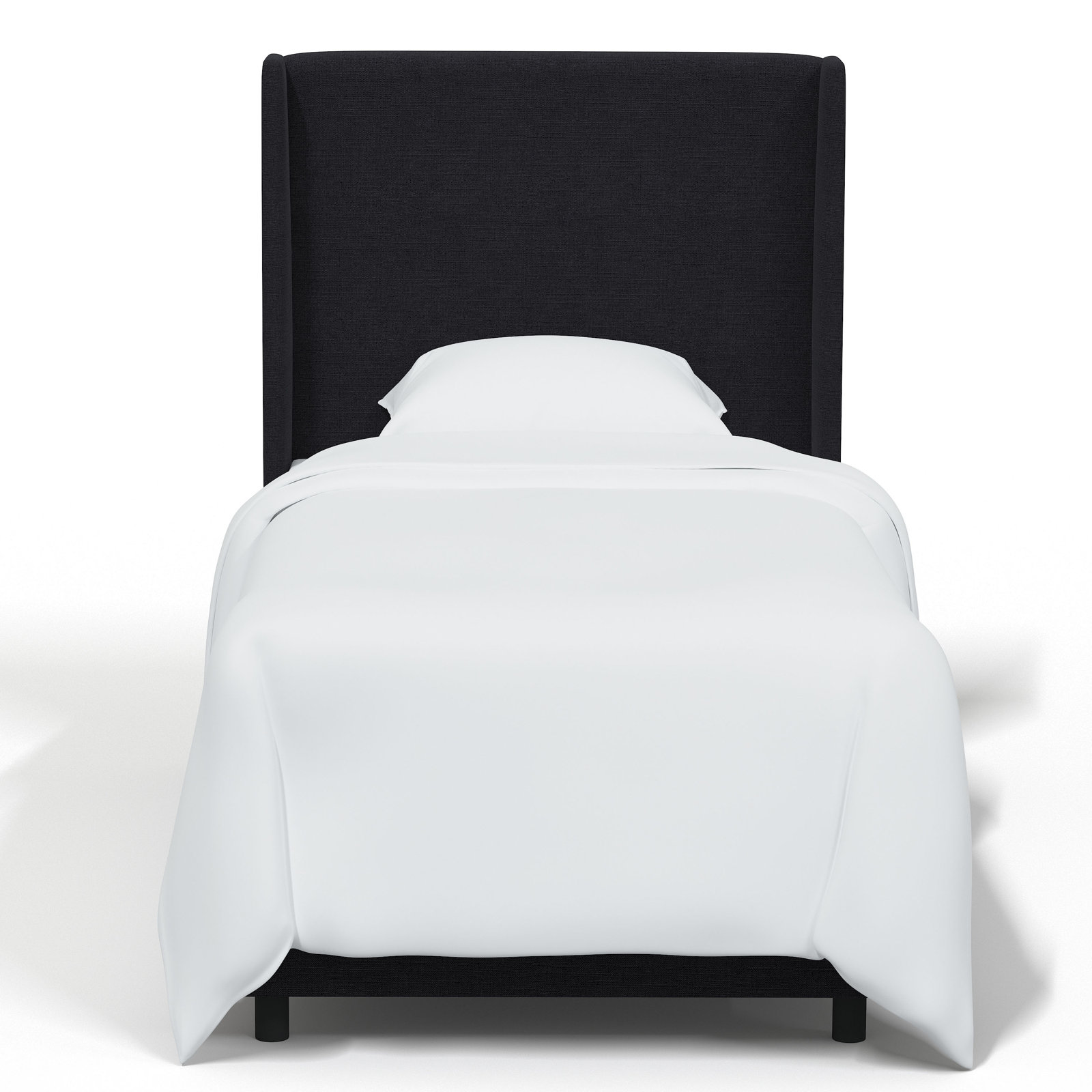 Tilly Linen Upholstered Wingback Bed, Twin, Classic Black Linen