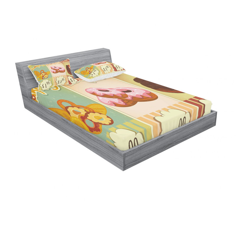 Ensemble de draps de cuisson délicieuse pastries, Ensemble de draps pour lit double avec un drap-hou