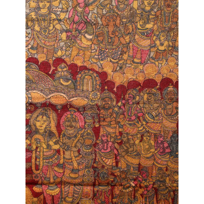 Art mural en coton Kalamkari mariage divin "Sita Kalyanam" peint à la main