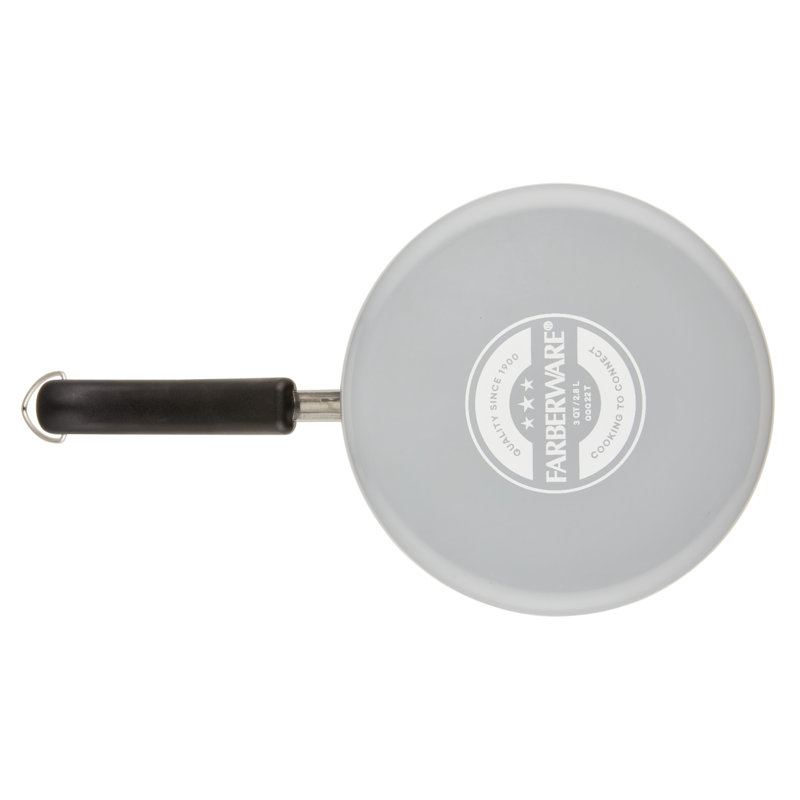 Gray Aluminum Nonstick Saucier with Pour Spout and Lid