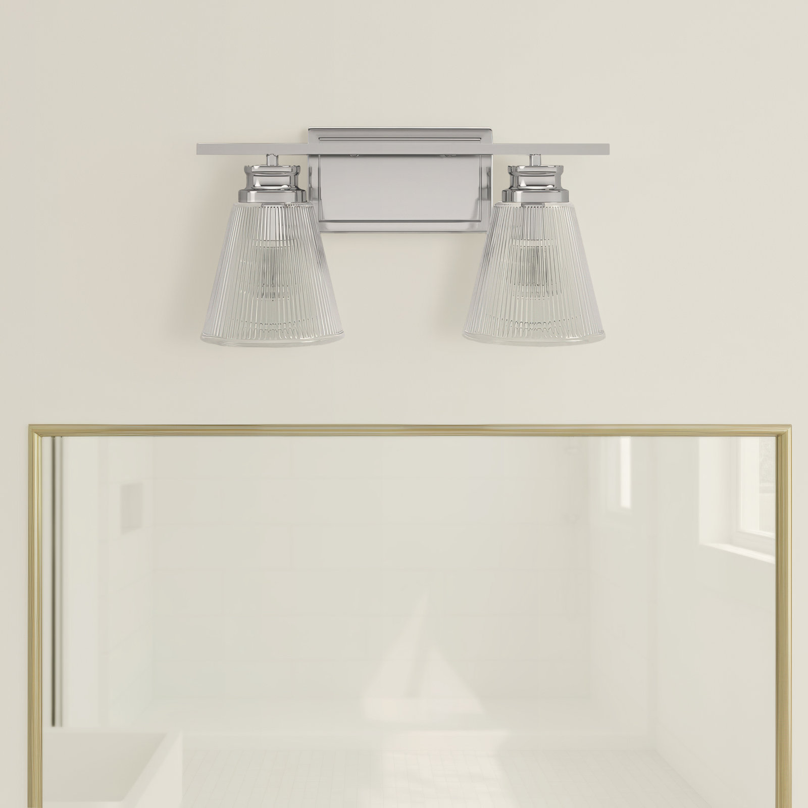 Orsina 2 Light Ribbed Dimmable Vanity Light, Chrome