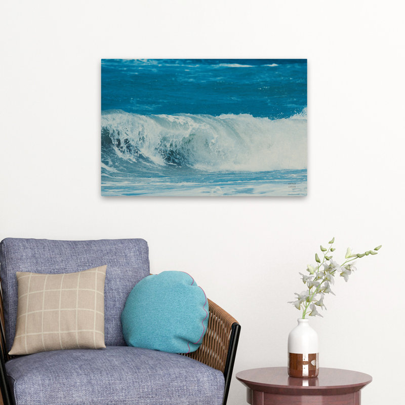 Vagues de la côte perdue V bleu côtier blanc océan côtier, H 24 po x l 16 po