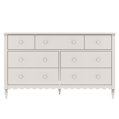 Dolly 7-Drawer Scallop Detail Dresser, Linen White