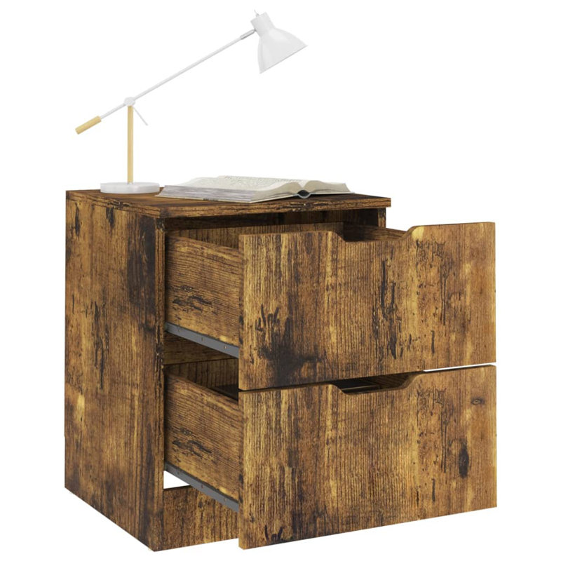 Brenza Block Side Table Set, Smoked Oak