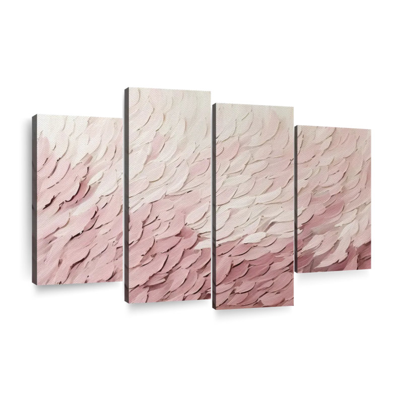 «Abstract Abstract Abstract Pink Leaves», ensemble de 4 pièces sur toile par Daniel P, H 22 po x l 36 po x P 1 po