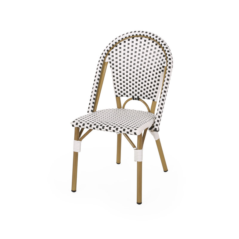 Outdoor Dining Side Chairs, Black and White