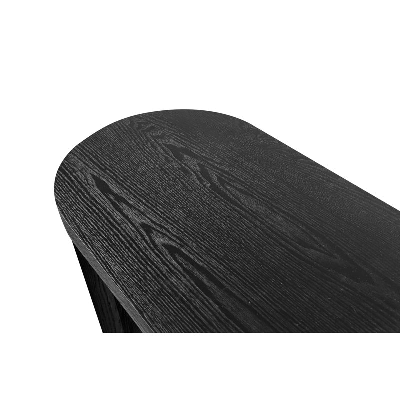 Console de 60 po avec plateau épais et pieds courbés, ovale, noir pour la maison, le salon, Noir