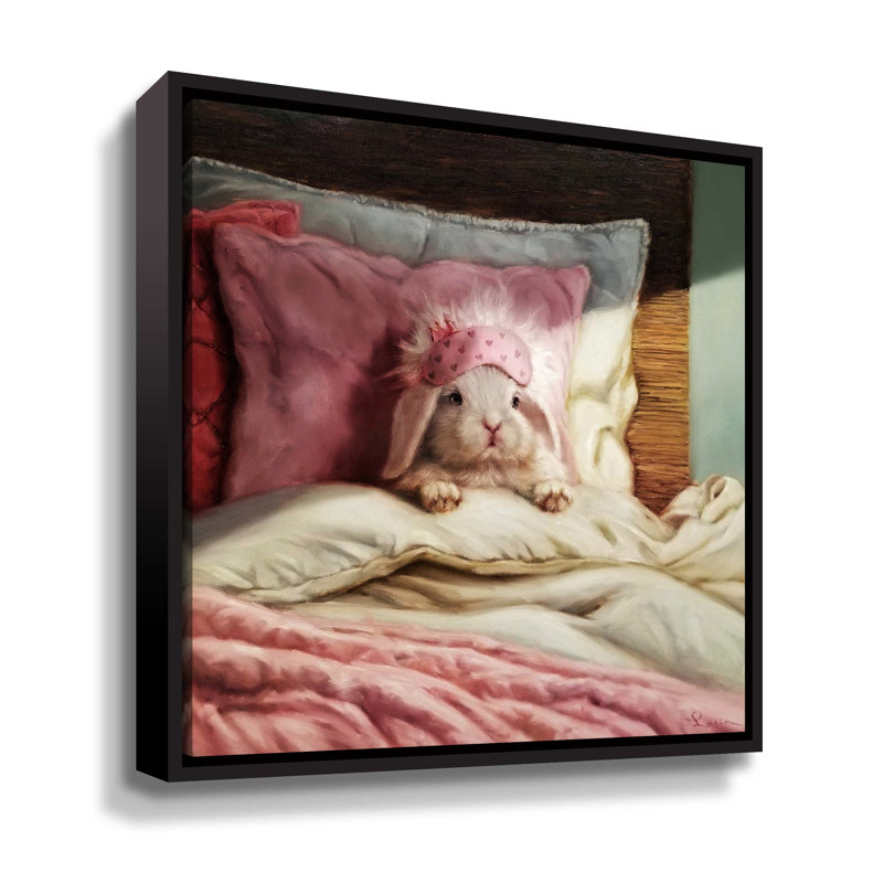 Bed Hare - Impression sur toile, H 24 po x l 24 po x P 2 po, Cadre noir