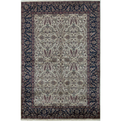 Tapis oriental en laine noué à la main beige / bleu marine Marquis