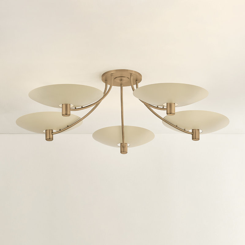 Plafonnier semi-encastré 5 lumières en laiton patiné / sable doux 60 po Troy Lighting Wolfe