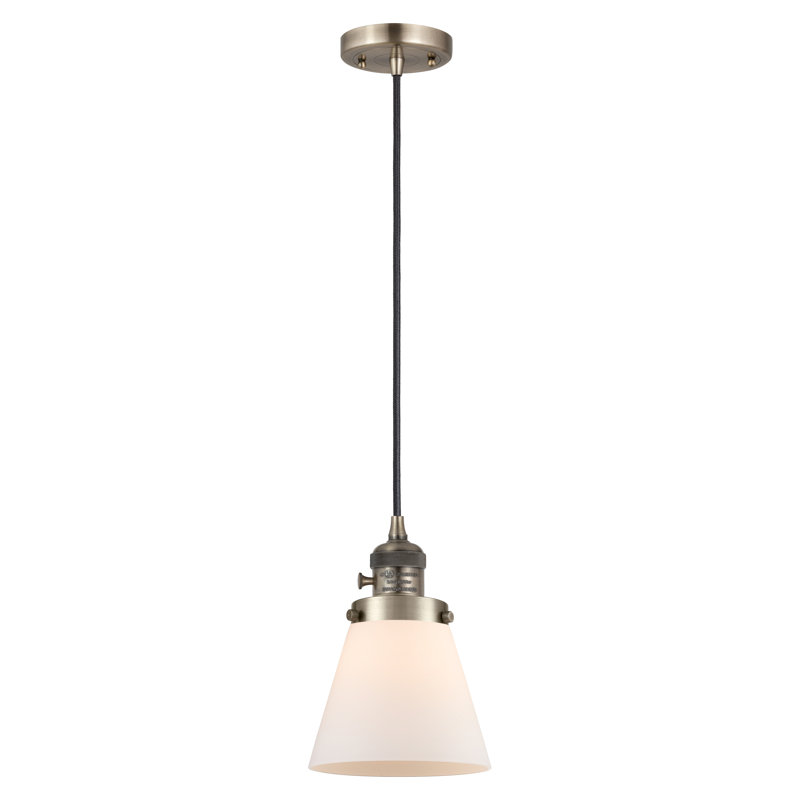 Luminaire suspendu en forme de globe à 1 lumière Angjelina, H 129 po x l 6,25 po x P 6,25 po, Blanc mat, Laiton antique