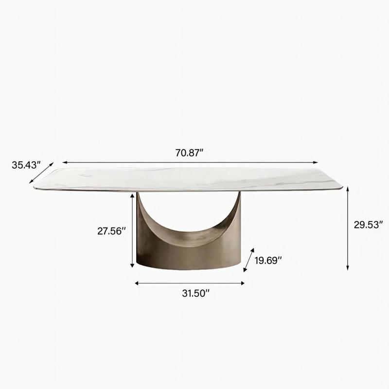 Table de salle à manger Diandra, H 30,7 po x L 70,87 po x l 35,43 po, Blanc, Brun