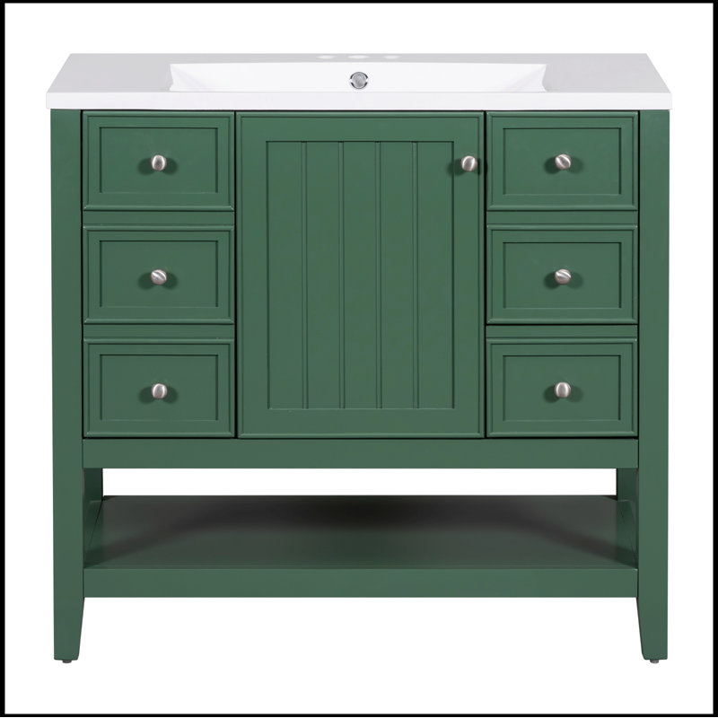 Ensemble de meuble-lavabo simple 36,00 avec comptoir Santasha, Vert