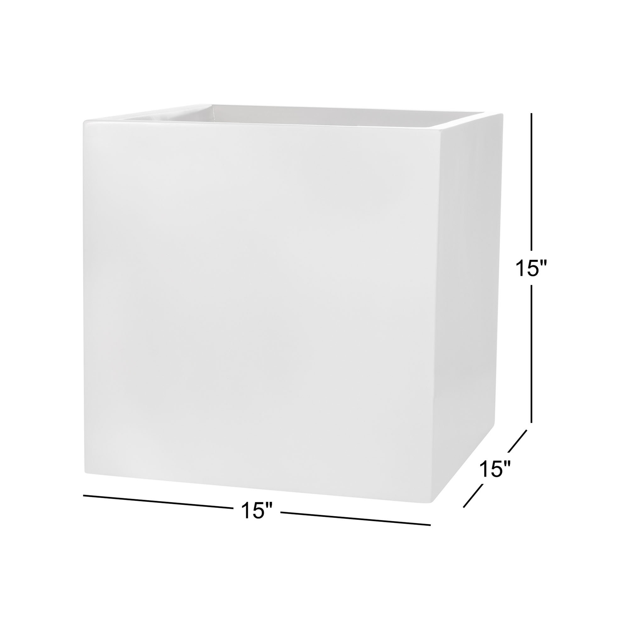 Dixon Square Cube Pot Planter Box, 15" H x 15" W x 15" D, White