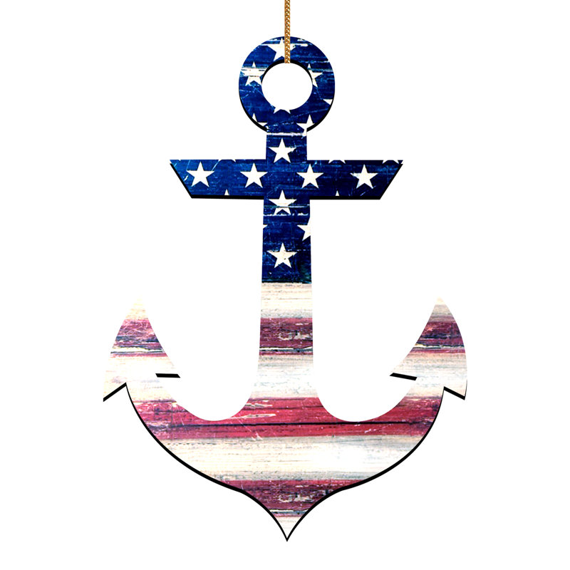 Aimants en bois d’ancrage american flag rustique, Aimant