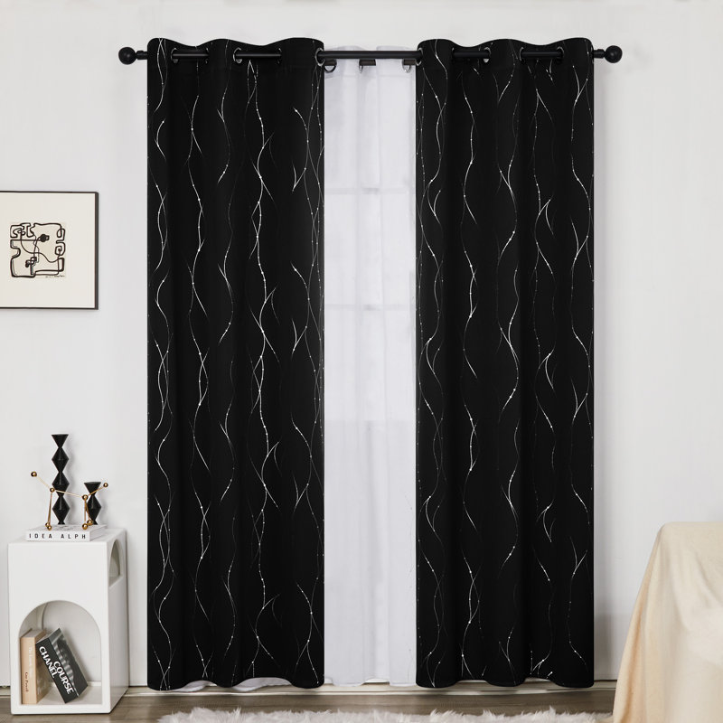 Cohmer Room Darkening Curtain Pair, 42" W x 84" L, Black