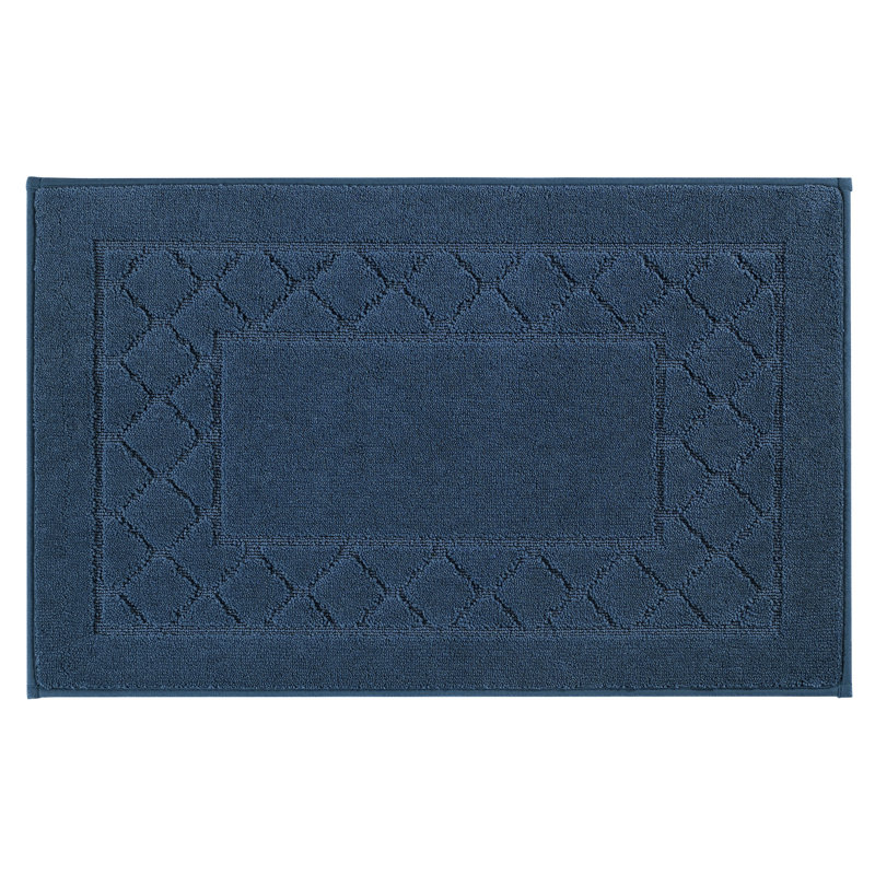 Tapis d'entrée géométrique lavable avec envers antidérapant, Marine, L 32 po x L 48 po