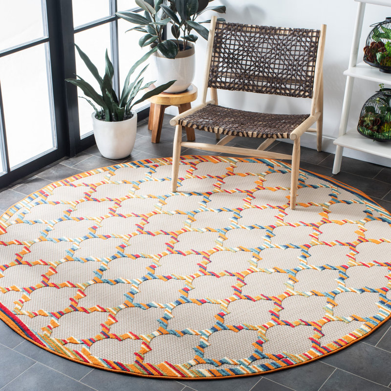 Tapis à performance géométrique Dellora, Rond 6 pi 7 po