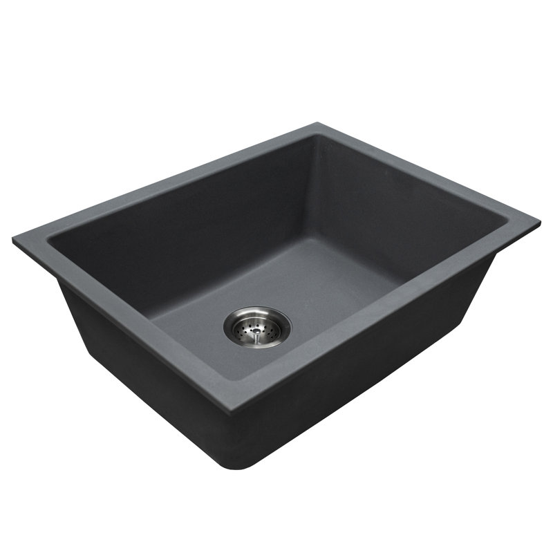 24 in. x 18 in. Quartz Undermount Single Bowl Kitchen Sink, Gray